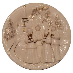 Mikasa Christmas Carolers 3D China Plate Accented In Gold